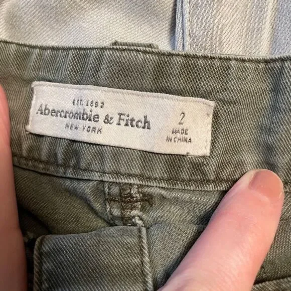 Abercrombie & Fitch Olive Green Military Button Down Mini Skirt 2 - Picture 3 of 14